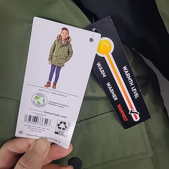 NEW Member's Mark Boy's Ultimate Weather Resistant Parka Olive Jacket Sz 14/16 - Picture 3 of 7